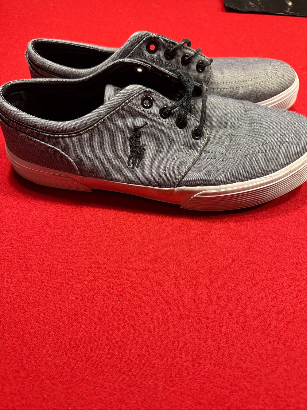 Polo by Ralph Lauren Gray Canvas Lace-Up Sneakers with Black Logo